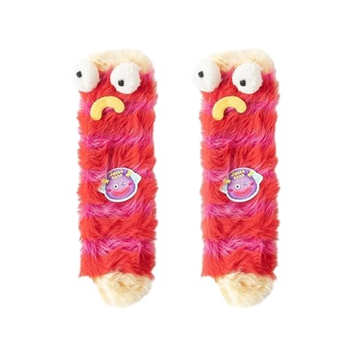 Beswitory Warm Cozy Fluffy Cartoon Monster Socks Kuschelsocken Damen 3D Soft Floor Flauschige Socken Dicke Winter Socken Wärmebettsocken Funny Fuzzy Socks Stoppersocken für Damen Winter von Beswitory