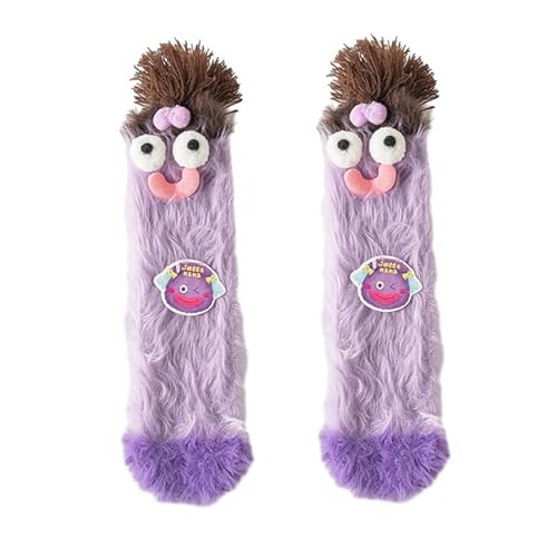 Beswitory Warm Cozy Fluffy Cartoon Monster Socks Kuschelsocken Damen 3D Soft Floor Flauschige Socken Dicke Winter Socken Wärmebettsocken Funny Fuzzy Socks Stoppersocken für Damen Winter von Beswitory