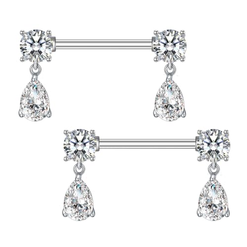 Besyvvin 2er Brustwarzenpiercing 16mm Nippelpiercing Chirurgenstahl Silber Stein Piercing Nipple Brustwarze Ring Damen Frau Besyvvin 2er Brustwarzenpiercing 16mm Nippelpiercing Chirurgenstahl Silber Stein Piercing Nipple Brustwarze Ring Damen Frau von Besyvvin