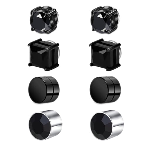Besyvvin 8stk Magnetischer Ohrstecker Fake Magnet Ohrringe Kein Piercing Ohr Stecker für Herren Mann Damen Schwarz von Besyvvin