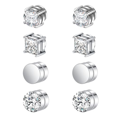 Besyvvin 8stk Magnetischer Ohrstecker Fake Magnet Ohrringe Kein Piercing Ohr Stecker für Herren Mann Damen Silber von Besyvvin