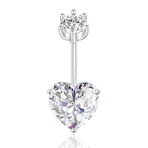 Besyvvin 925 Silber Bauchnabelpiercing 10mm Stablänge Herz Bauchpiercing Piercing Bauchnabel Ring Damen Frau von Besyvvin