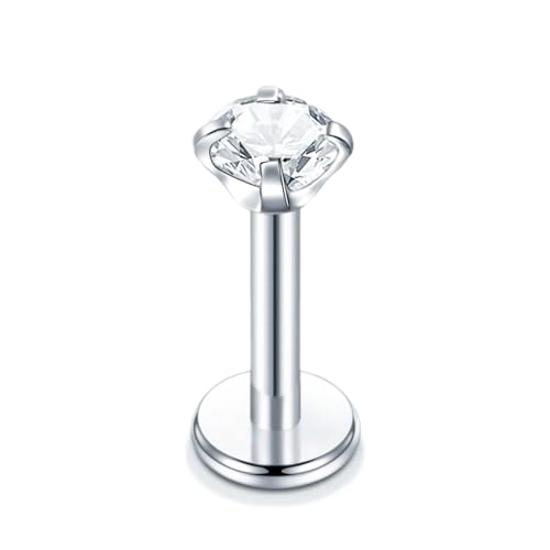 Besyvvin 925 Sterling Silber Lippenpiercing Helix Tragus Knorpel Stecker 10mm mit Stein Piercing Lippe Stud Damen von Besyvvin