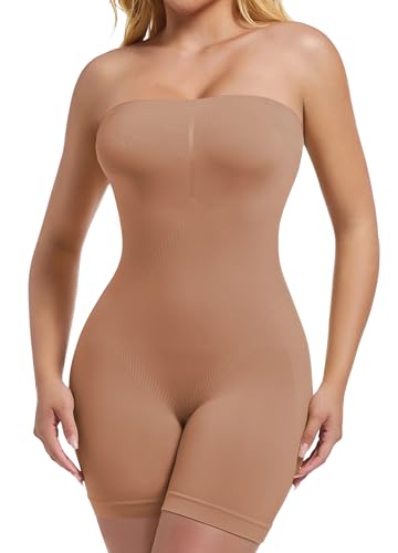 Trägerlose Shapewear Bodysuit Tummy Control Formende Bodys Shaper Nahtlose Butt Lifter unter Kleid,Kaffee,XL von Betaven
