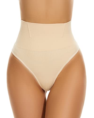 Miederhose für Damen Shapewear Tanga Miederslip Unterwäsche Stark Formend Bauch Weg Miederpants Unterhose Shaping Body Shaper,Beige,L von Betaven