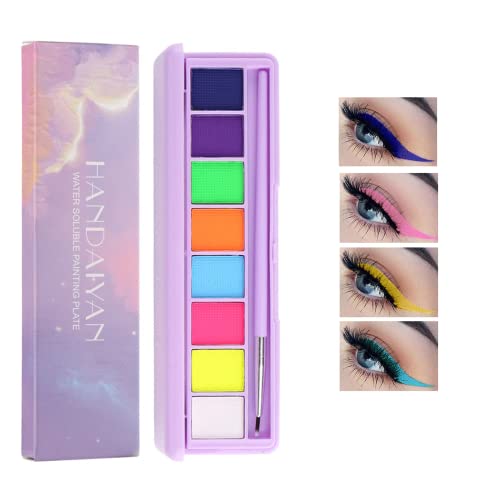 Beteligir UV Glow Eyeliner Palette, 8 Farben Wasser aktiviert Eyeliner Palette Matte und UV Face Paint hochpigmentierte Eyeshadow Eyeliner Makeup Palette von Beteligir