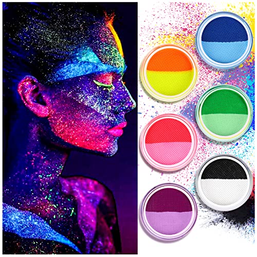 Wasseraktivierter Eyeliner, Glow Neon Cake Paint, 12 Bright Color Hydra Eye Liner, UV Glow Blacklight Luminous Body Face Makeup Paint, Costume Halloween und Club Makeup Art Paint (A) von Beteligir