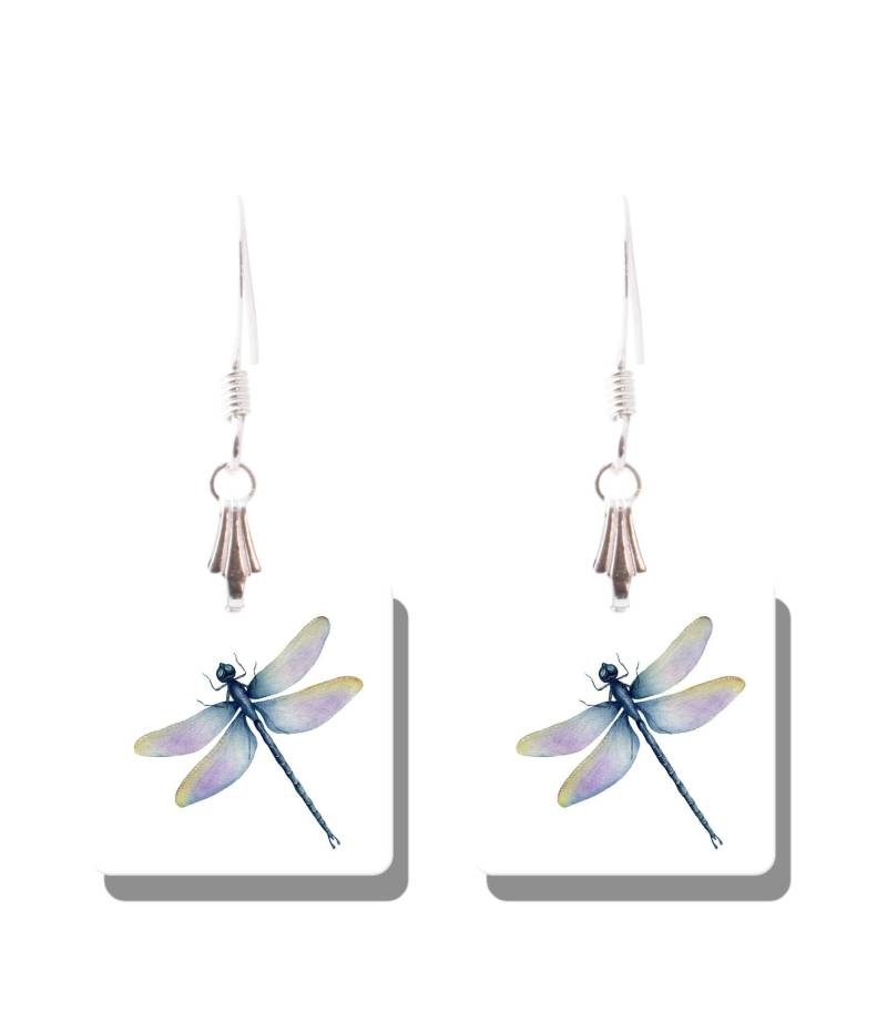 Libelle Ohrringe, Niedliche Drachenfliege Leichte Metall Charms, Boho Kunstdruck Ohrringe von BethStephensArt