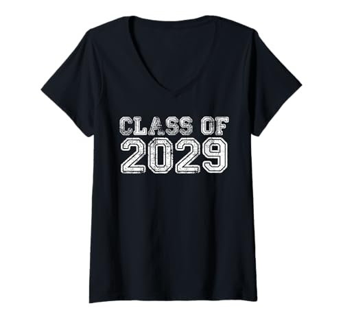 Damen Jahrgang 2029 Grow With Me Zukünftiges Abschlussjahr T-Shirt mit V-Ausschnitt von Bethcentral Graduation Gifts