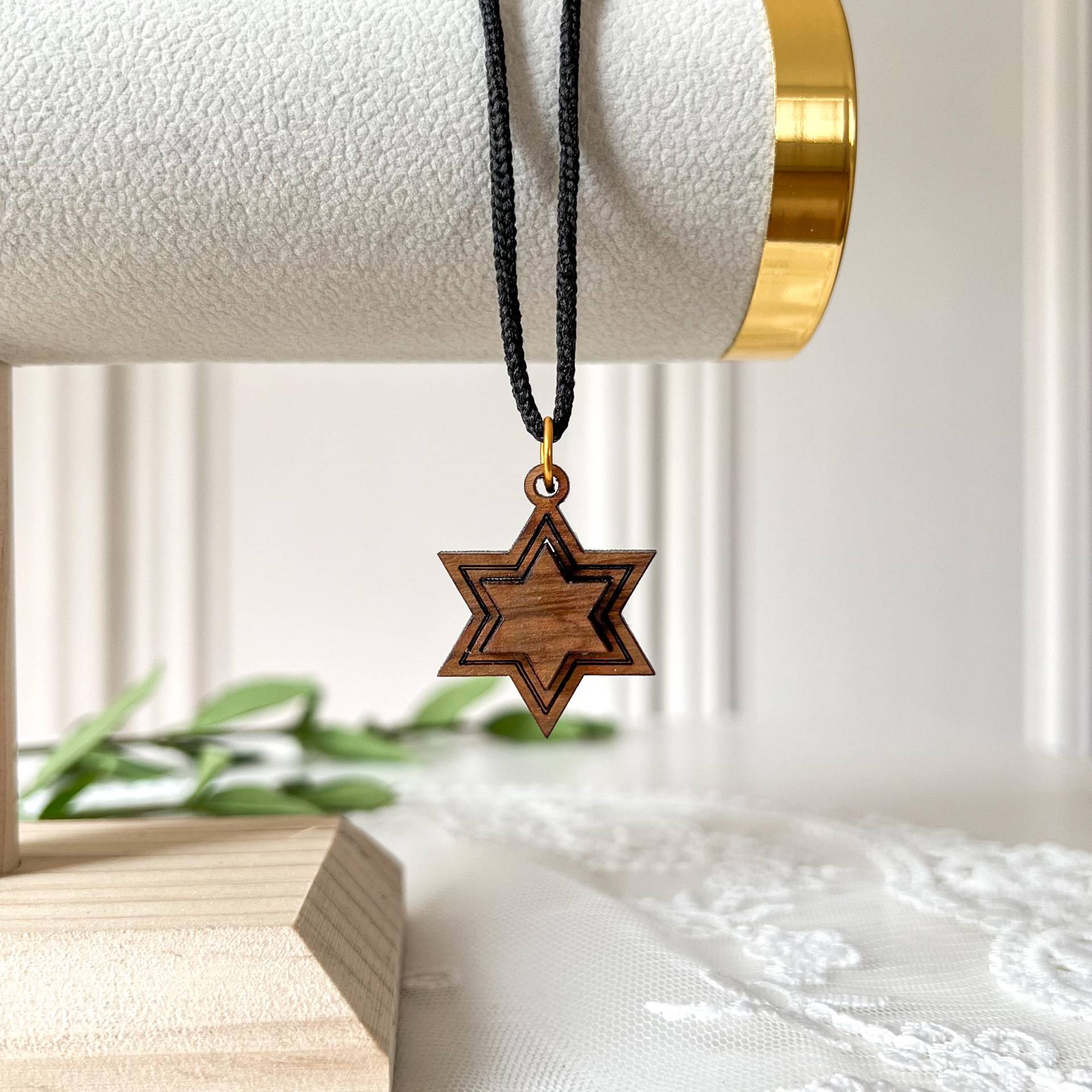 Holzanhänger Aus Olivenholz - Davidstern von BethlehemCraftsCity