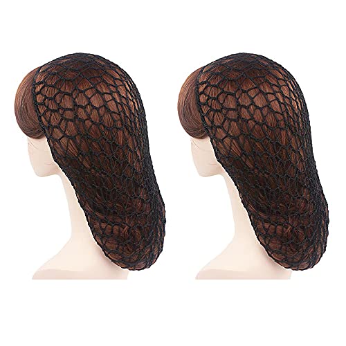 2 Stück schwarzes Netz-Häkelhaarnetz, langes Netzhaarnetz, weiches Haarnetz für Schlaf, Haarschmuck für Frauen (schwarz) von Betinyar