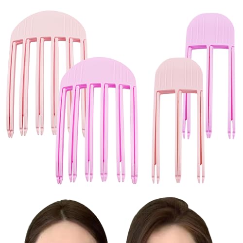 Betinyar 4 Stück Volumenspendende Haarspangen aus Kunststoff, windformender Stylingkamm, 3 oder 6 Zähne, weibliche Stirn-Pony-Clip, Haarwurzel-Hebe-Clips in Rosa und Lila für Damen von Betinyar