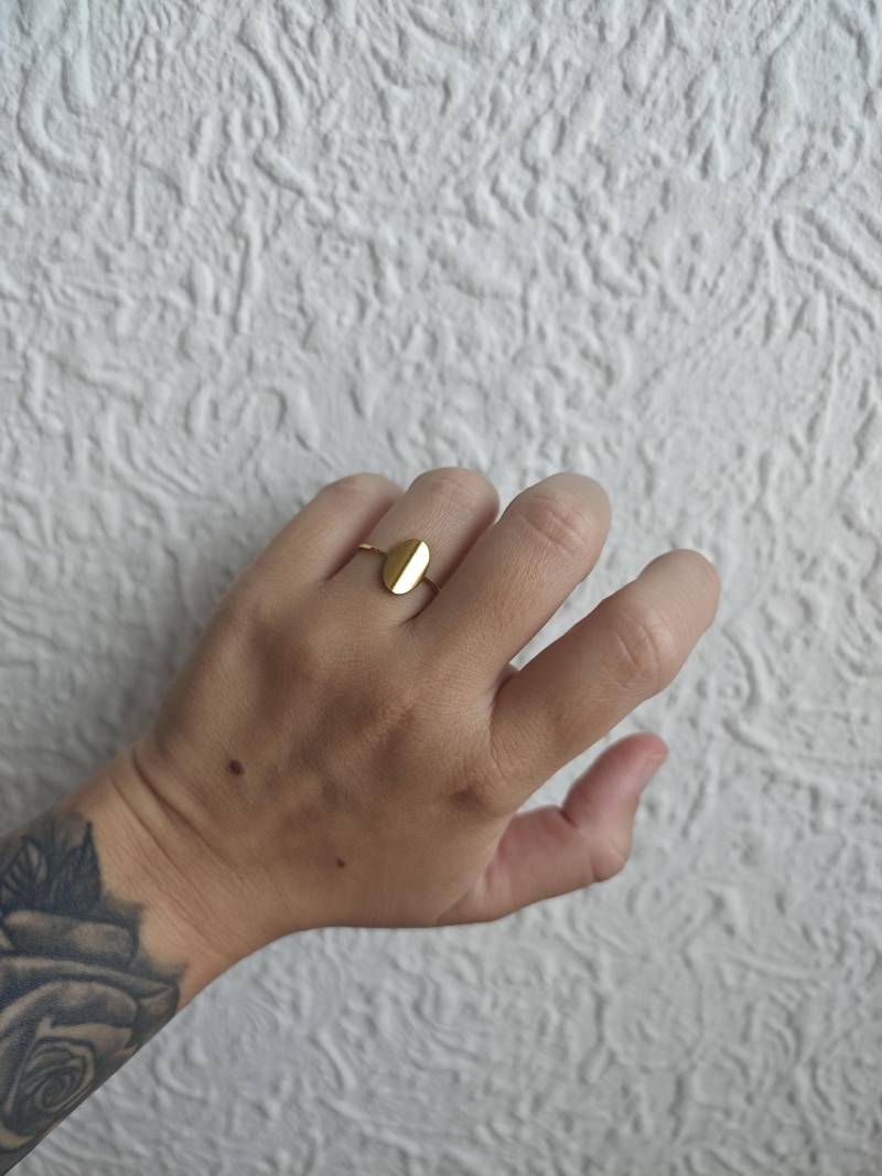Feingliedriger Ring | Stapelring Jewelry Mit Platte Modeschmuck Friendship Edelstahl Nickelfrei Vergoldet Gold von BetonKollektiv