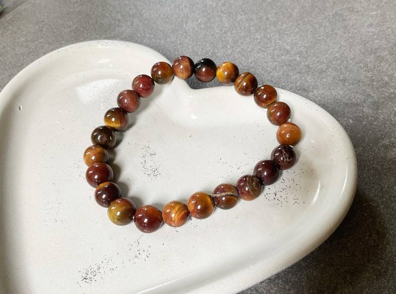 Perlenarmband, Tigerauge, Stretch, Dehnbar, Braun von BetonStuecke