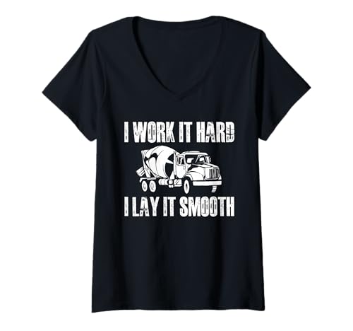 Damen I Work It Hard I Lay It Smooth Concrete Worker Crew T-Shirt mit V-Ausschnitt Damen I Work It Hard I Lay It Smooth Concrete Worker Crew T-Shirt mit V-Ausschnitt von Betonarbeiter Design Baustelle Idee