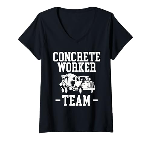 Damen Concrete Worker Team T-Shirt mit V-Ausschnitt Damen Concrete Worker Team T-Shirt mit V-Ausschnitt von Betonarbeiter Design Idee Baustelle