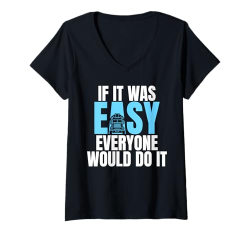 Damen If It Was Easy Everyone Would Do It Concrete Worker Crew T-Shirt mit V-Ausschnitt Damen If It Was Easy Everyone Would Do It Concrete Worker Crew T-Shirt mit V-Ausschnitt von Betonarbeiter Design Idee Baustelle