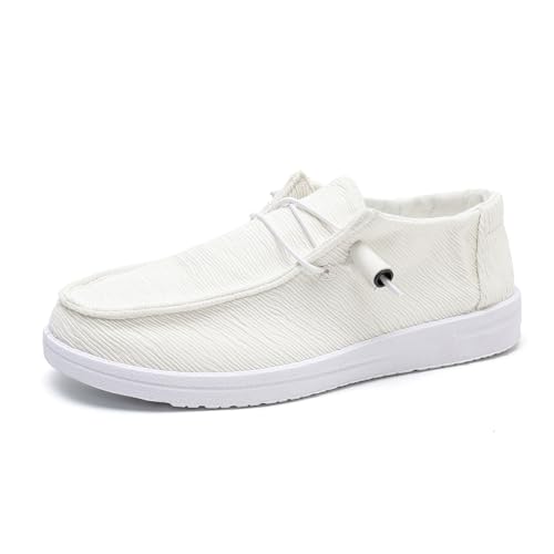 Betrue Atmungsaktive Damen-Bootsschuhe für Damen, Schlupfschuhe, Loafers, lässige Deckschuhe, leichte Canvas-Schnürhalbschuhe, Weiß2315, 36 EU von Betrue