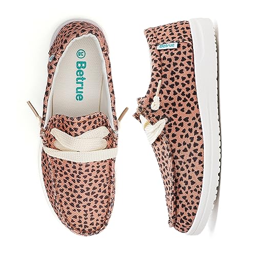 Betrue Damen Leichte Bootsschuhe Casual Loafers Slip On Deck Schuhe Atmungsaktive Canvas Sneakers, Coffee2307, 39.5 EU von Betrue