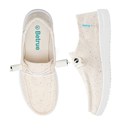 Betrue Leichte Bootsschuhe für Damen, atmungsaktive Canvas-Slipper für Freizeitnutzer, Schlupfschuhe für den täglichen Gebrauch, Beige2213, 42 EU von Betrue