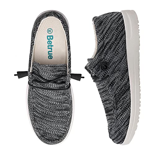 Betrue Leichte Bootsschuhe für Damen, lässige Loafers, Damen-Schlupfschuhe, atmungsaktive Canvas-Sneaker für Damen, Black2018, 42 EU von Betrue