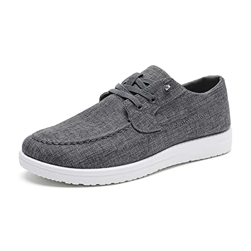 Betrue Leichte Bootsschuhe für Damen, lässige Loafers, Damen-Schlupfschuhe, atmungsaktive Canvas-Sneaker für Damen, Dunkelgrau2303, 39.5 EU von Betrue