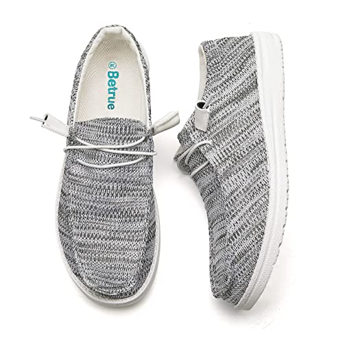 Betrue Leichte Bootsschuhe für Damen, lässige Loafers, Damen-Schlupfschuhe, atmungsaktive Canvas-Sneaker für Damen, Grau2018, 37 EU von Betrue