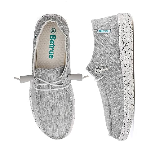 Betrue Leichte Bootsschuhe für Damen, lässige Loafers, Damen-Schlupfschuhe, atmungsaktives Segeltuch, Wanderschuhe für Damen, Grau12212, 39.5 EU von Betrue