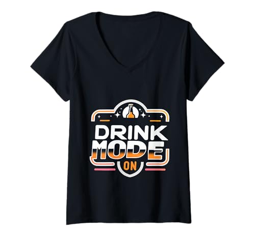 Damen Drink Mode On Alkohol Party Betrunken ||- T-Shirt mit V-Ausschnitt Damen Drink Mode On Alkohol Party Betrunken ||- T-Shirt mit V-Ausschnitt von Betrunken bereit Alkohol Party