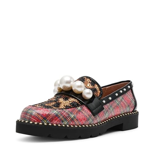 Betsey Johnson Damen Harloe Slipper, Rotes Karomuster, 39.5 EU von Betsey Johnson