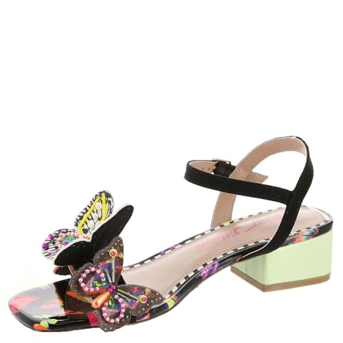 Betsey Johnson Damen Lotty Sandalen mit Absatz, Schwarzer Schmetterling, 40.5 EU von Betsey Johnson