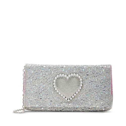 Betsey Johnson Damen Soft Rhinestone Clutch aus weichem Strass, Silber von Betsey Johnson