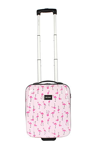 Betsey Johnson Designer-Untersitz-Gepäckkollektion – 38,1 cm Hartschalen-Handgepäck für Damen, leichte Untersitztasche mit 2 rollbaren Drehrädern, Flamingo-Strebe, Carry-On 15 Inch von Betsey Johnson