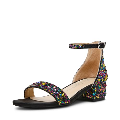 Betsey Johnson Mädchen Mari Strass Dressy Blockabsatz, Schwarz Multi, 5 Big Kid von Betsey Johnson