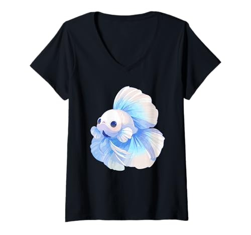 Damen Bettas Betta Fisch Betta T-Shirt mit V-Ausschnitt von Bettas Betta Tier Shop