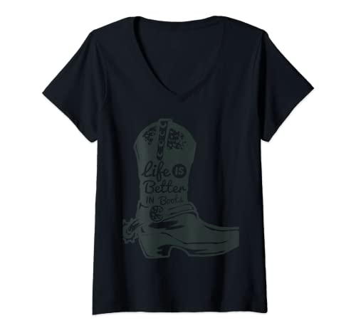Damen Life Is Better In Boots Graffiti Aktivismus T-Shirt mit V-Ausschnitt von Better World For All Now Co. Inc.