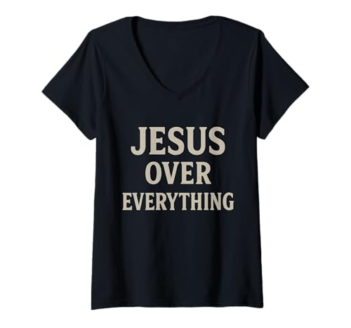 Damen Jesus über Alles, christlich, inspirierend, motivierend T-Shirt mit V-Ausschnitt von Better You Tees Etc.