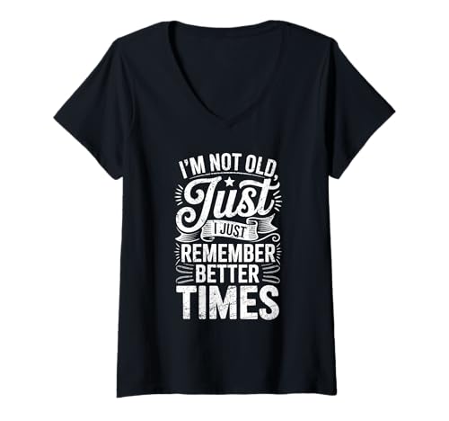 Damen I Remember Better Times Nostalgic Boomer Lustiges Zitat T-Shirt mit V-Ausschnitt von BetterDays