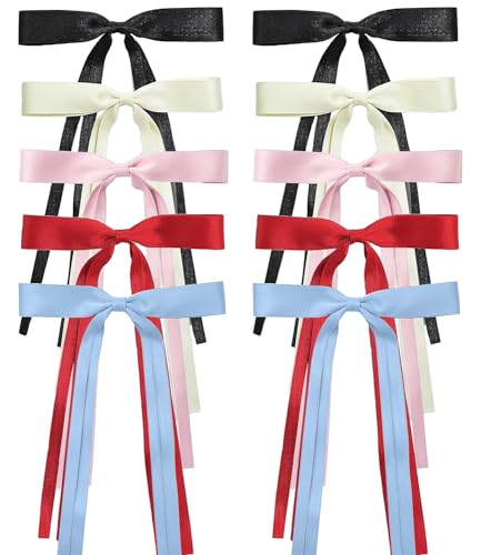 10Pcs Haarschleifen Clip, Basicon Haarschleifen Schleife Haarspange Schleife Haare Schleifenband Haarspange Haarschleife Damen Bänder Haarschleife Hair Accessories für Damen Mädchen Kinder, 5 Farben von BetterJonny