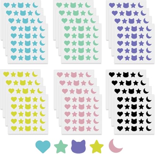 600 Stück Pickelpflaster，BetterJonny 6 Farben Pimple Patches Unsichtbare Hydrokolloid Pickel Patch mit Teebaumöl Atmungsaktive Acne Patch Pickel Pflaster Unsichtbarer Und Wasserdicht von BetterJonny