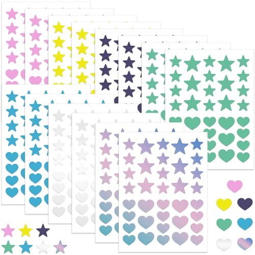 Akne-Pickel-Pflaster, 7 Farben, Punkte, Stern-Pickel-Pflaster, Hydrokolloid, Akne-Pickel-Pflaster für Gesicht, niedliche Zit-Pflaster, Pickel-Aufkleber, Akne-Punkte, 504 Stück von BetterJonny