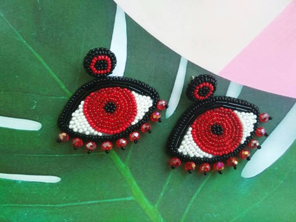 Rote Evil Eye Perlen Ohrringe Schutz Amulett Schmuck Rote Evil Eye Perlen Ohrringe Schutz Amulett Schmuck von BetterMonday