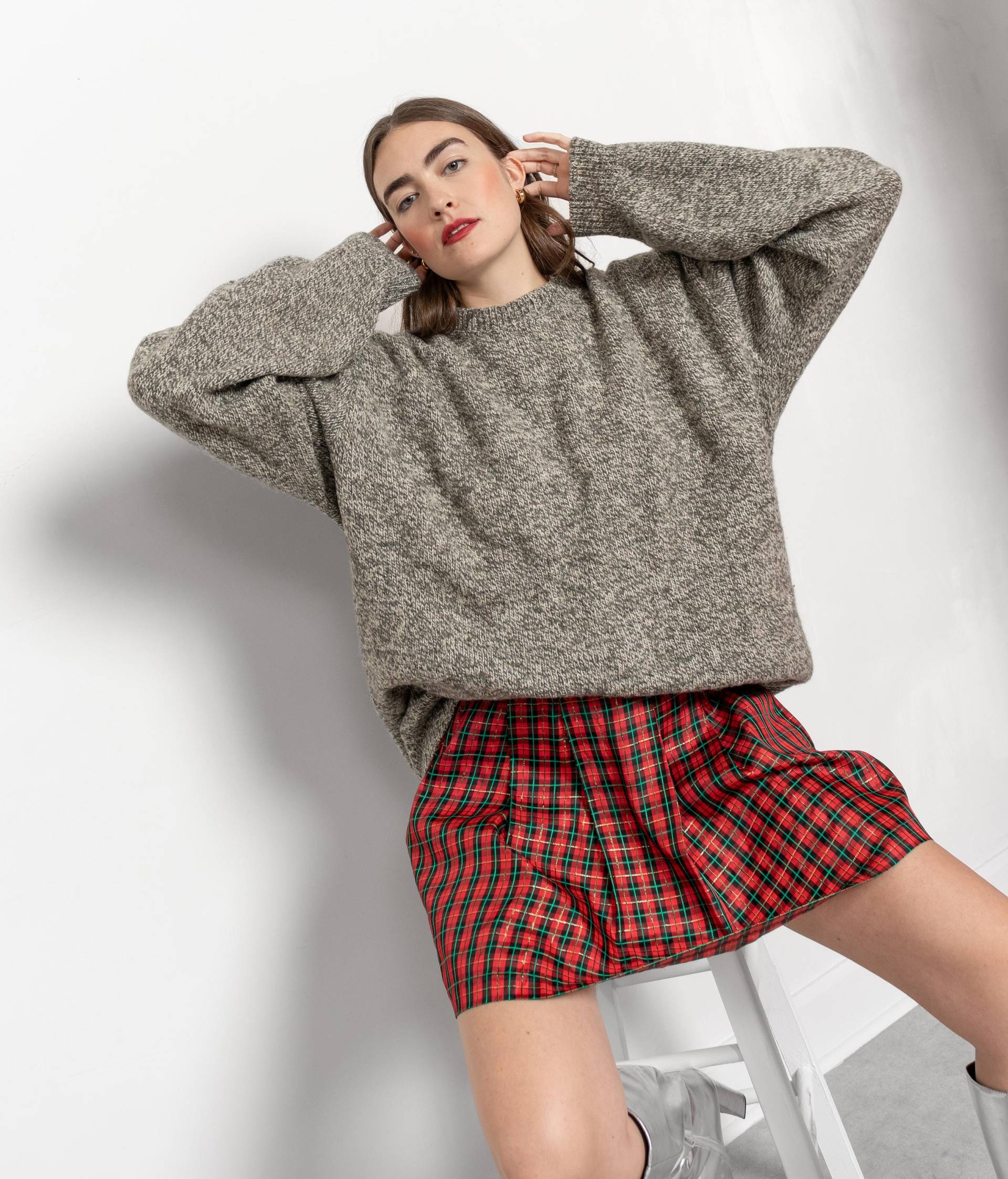 Grüner Wollpullover Vintage Strickpullover 90Er Jahre Oversize Heather/Large von BetterStayTogether