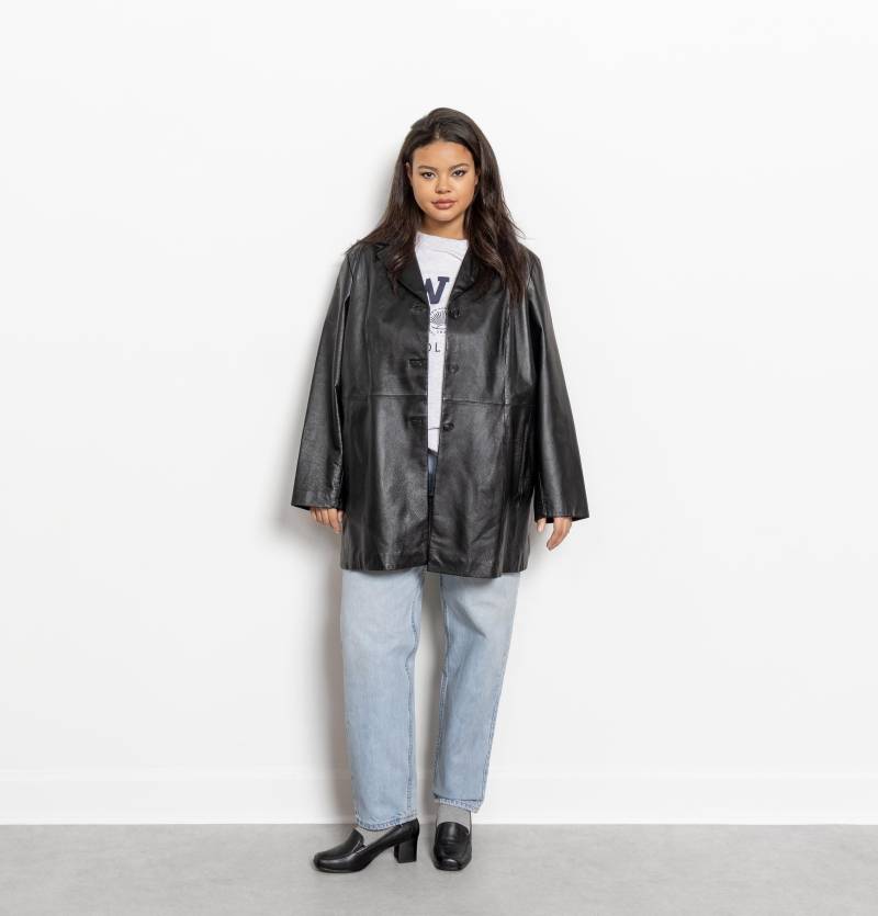 Schwarzes Leder Blazer Vintage Jacke Mantel Frauen Herbst Frühling/Extra Large 2X Xxl von BetterStayTogether