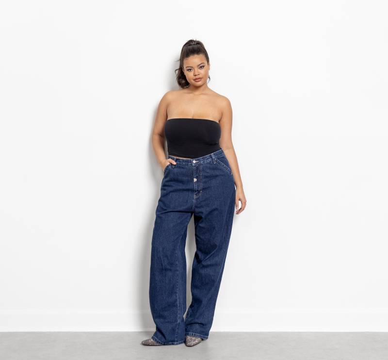 Vintage High Waist Baggy Jeans Dark Wash Denim, Größe 16/18 von BetterStayTogether