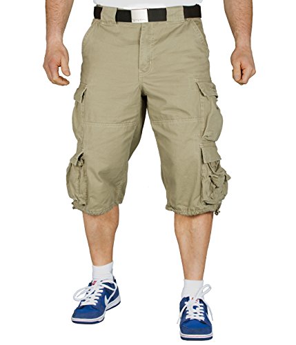 JET LAG Herren Cargo Shorts 007B 3/4 + BetterStylz Gürtel Hose kurzeBermuda div. Farben (M-4XL / 32-44) (DE/NL/SE/PL, Alphanumerisch, XXL, Regular, Regular, Cement) von BetterStylz