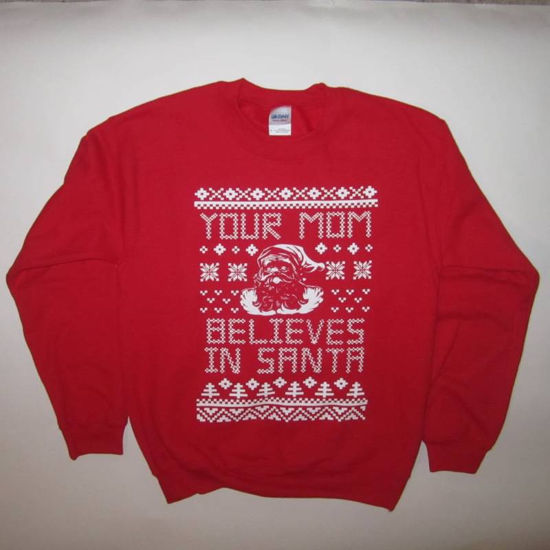 Deine Mutter An Santa Hässlichen Pullover Partei Fleece Top-T-Shirt Glaubt Sweatshirt Claus Weihnachten Urlaub Lustig Mens Womens Geschenk Neu von BetterThanRealLife