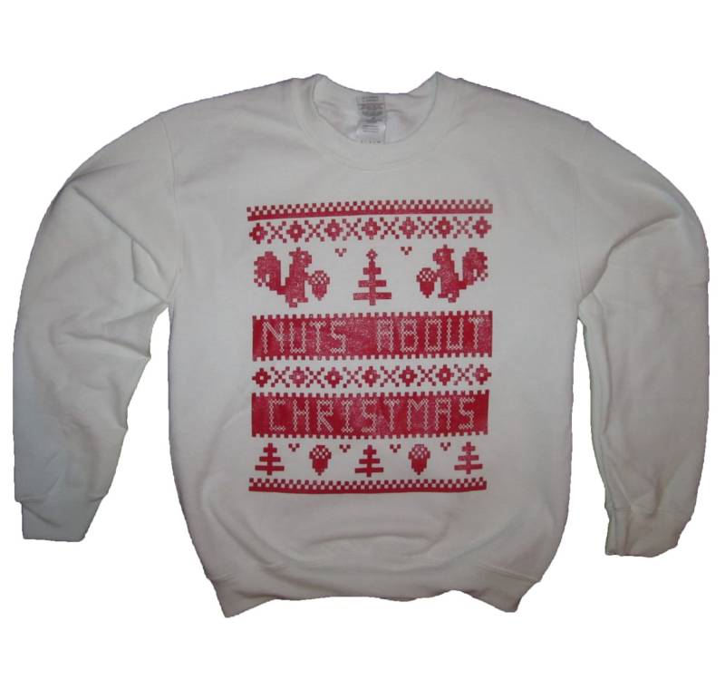 Fleece-Sweatshirt Nüsse Über Weihnachten Hässlich Urlaub Pullover Partei Top Lange Ärmel Eichhörnchen Lustig Niedlich Mens Womens T Shirt Geschenk von BetterThanRealLife