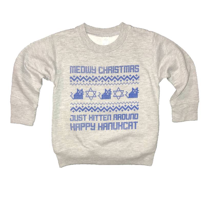 Kinder Sweatshirt Meowy Weihnachten Nur Kätzchen Um Glücklich Hanukcat Chanukka Shirt Oben Lustige Süße Jungs Mädchen Mazel Tov Katze Katzen von BetterThanRealLife