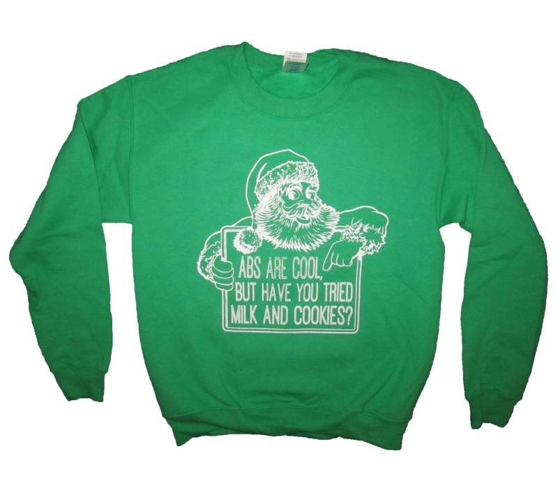 Sweatshirt-Abs Sind Cool, Aber Haben Sie Versucht, Milch Und Kekse Shirt Lustige Weihnachtsmann Weihnachten Top Hässlich Urlaub Pullover Partei T von BetterThanRealLife